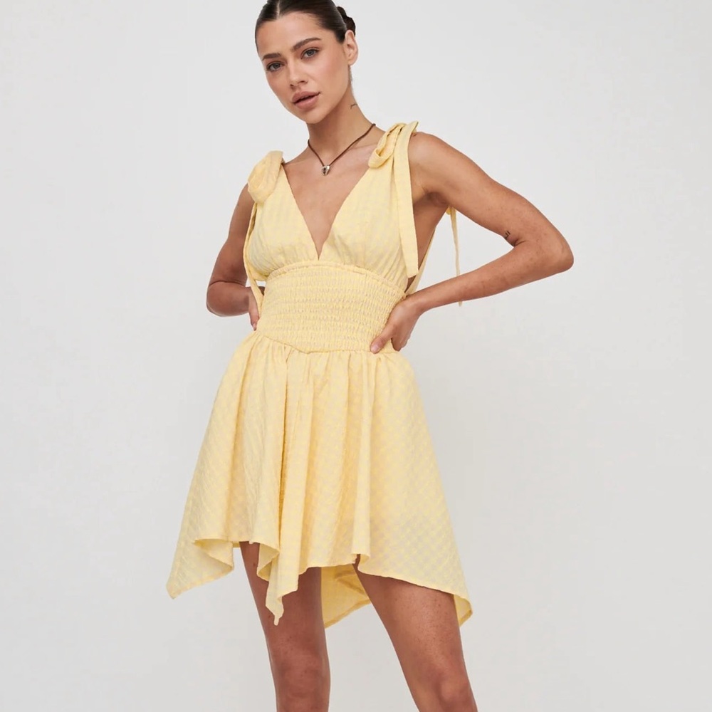 Gingham Tie Shoulder Romper